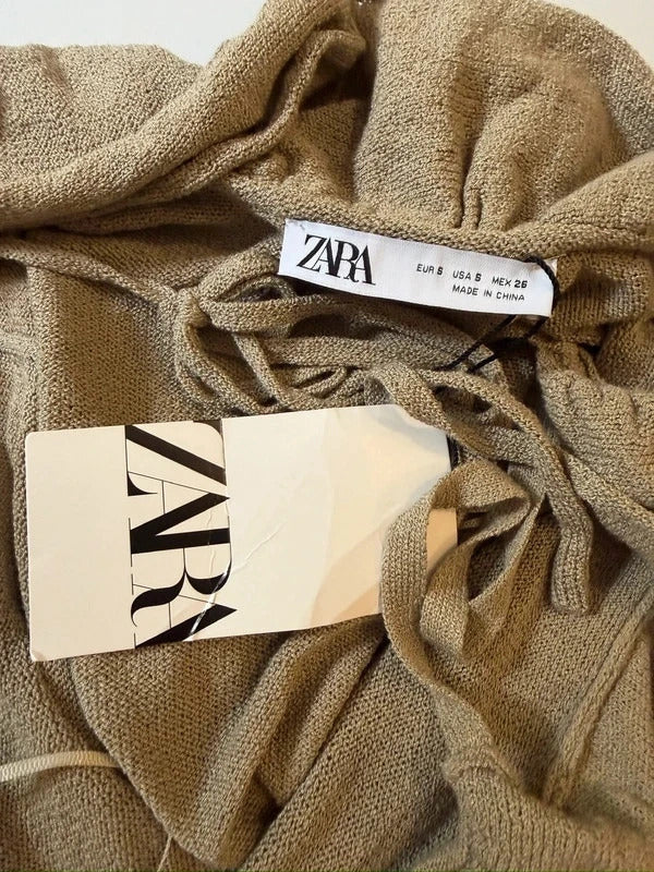 BNWT Zara Oatmeal Asymmetrical Knit Top Small