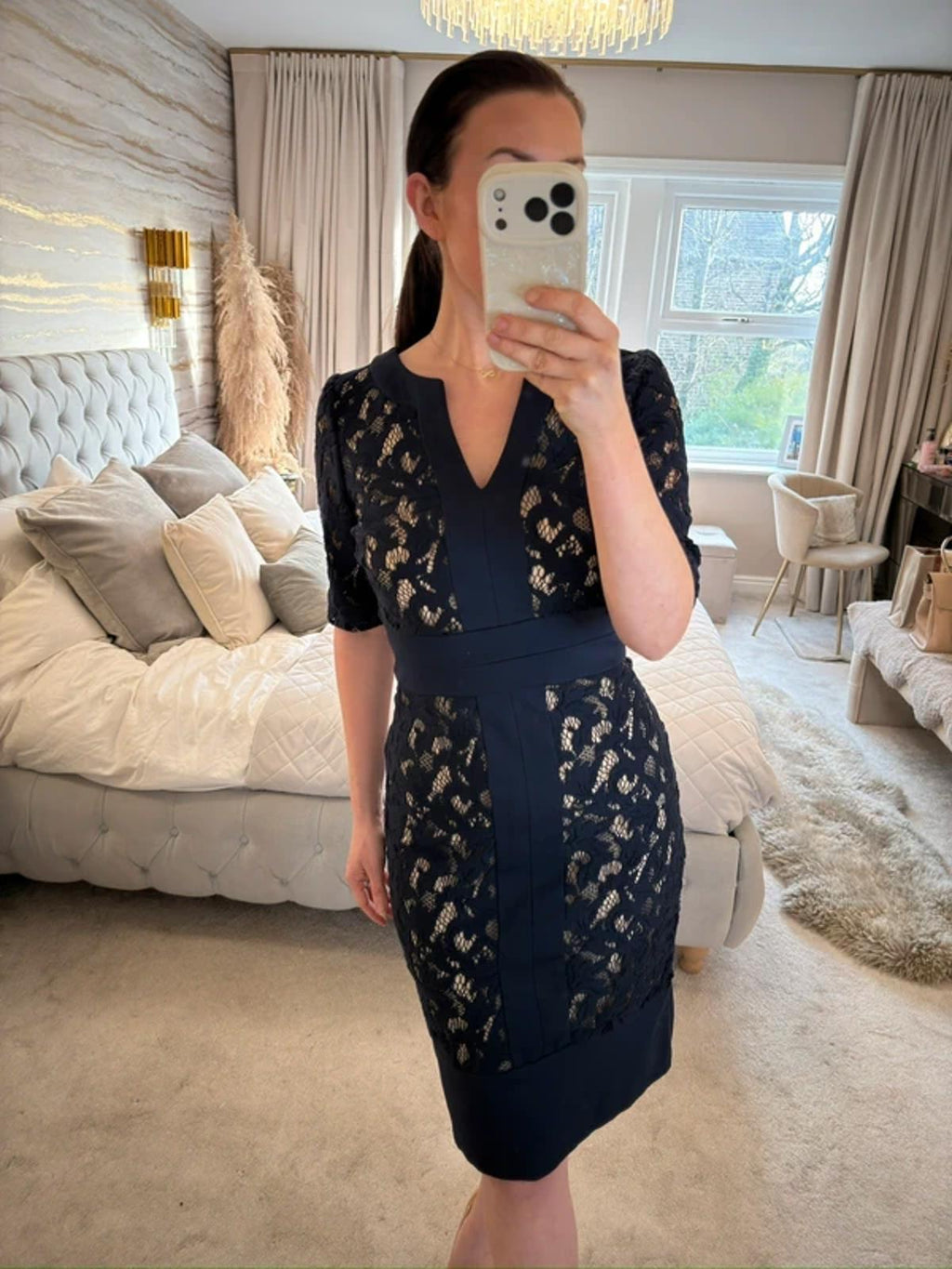 Phase Eight Navy Lace Dress 10