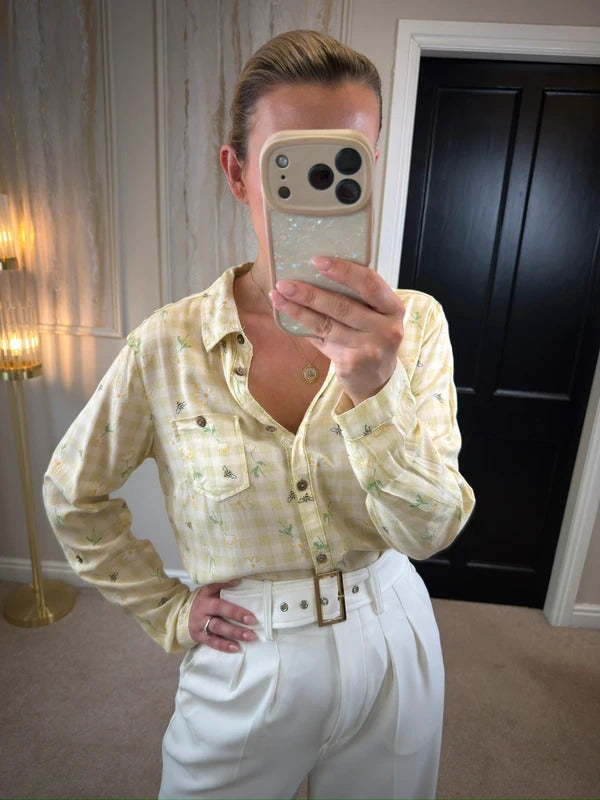Country Rose Daisy Print Gingham Shirt 10