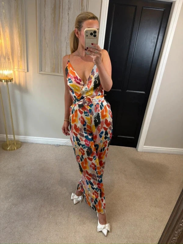 Monsoon Multicoloured Satin Wide Leg Jumpsuit 10