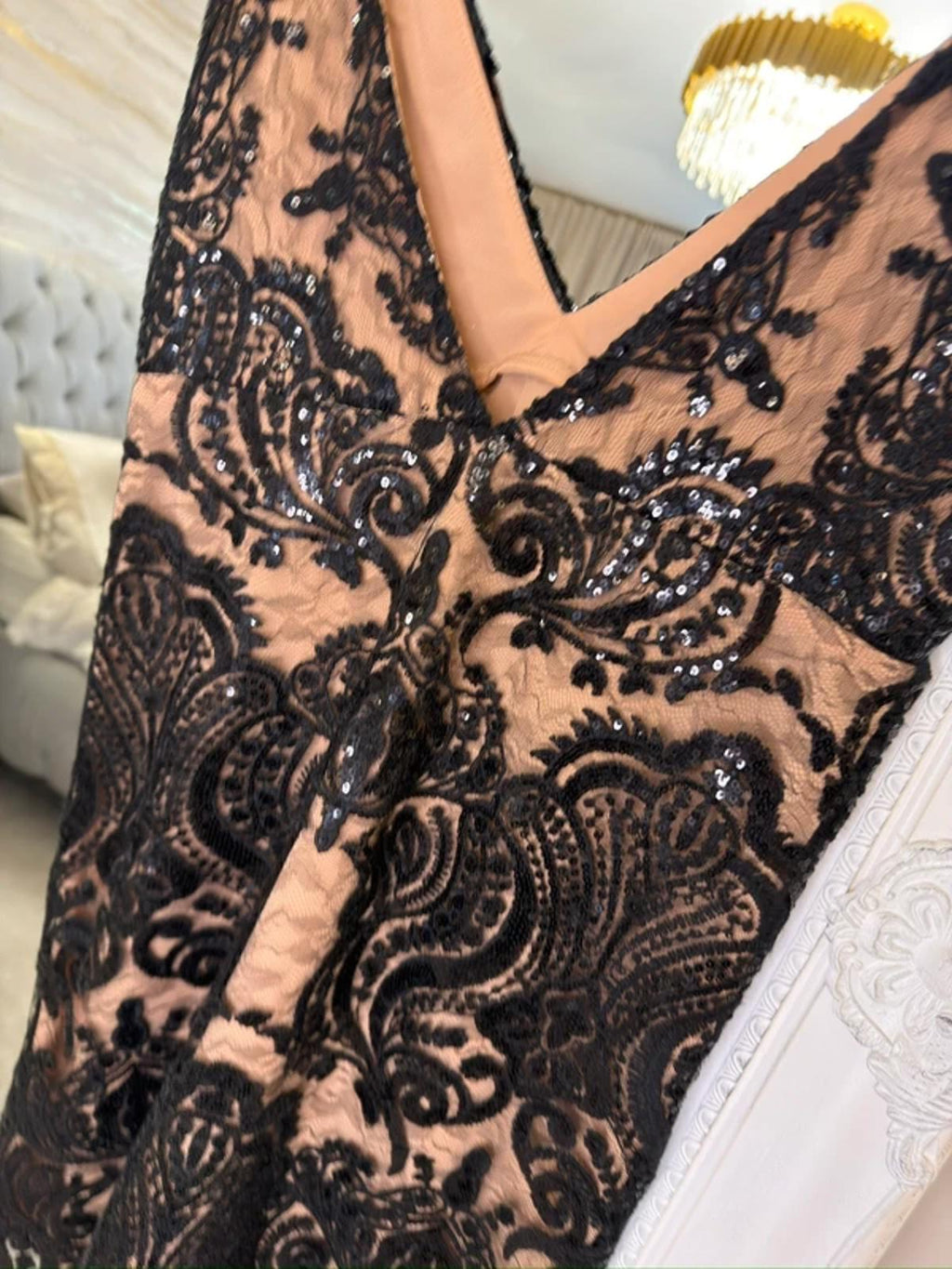 Free People Black & Nude Sequin Mini Dress Small