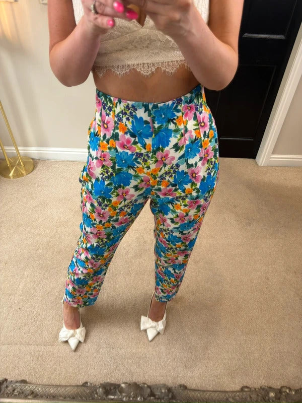 BNWT Zara Multicoloured Floral Trousers Large