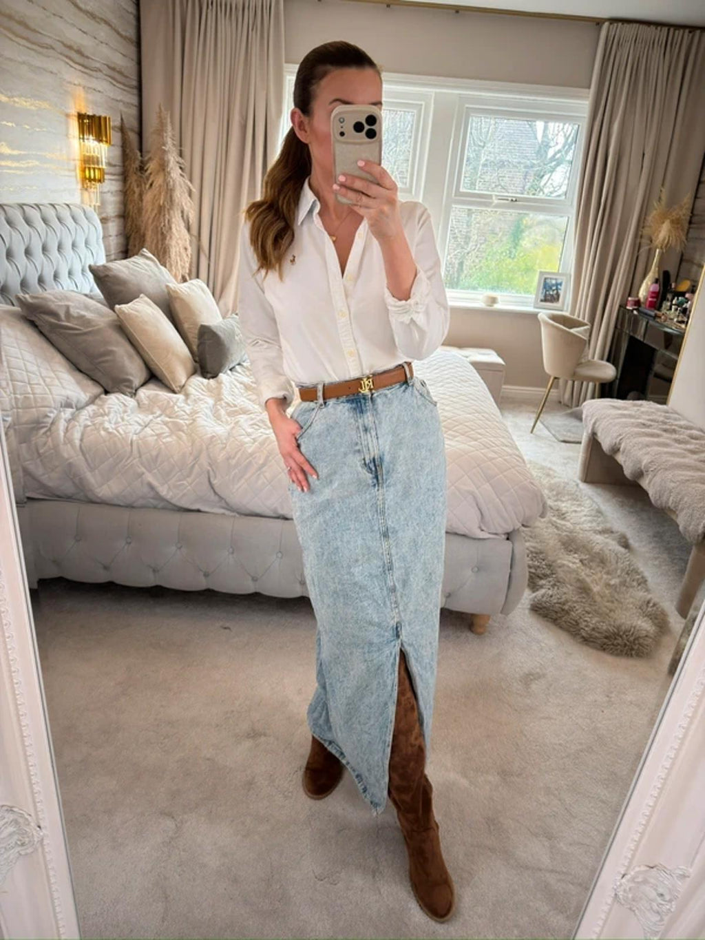ASOS Light Denim Midaxi Skirt 18