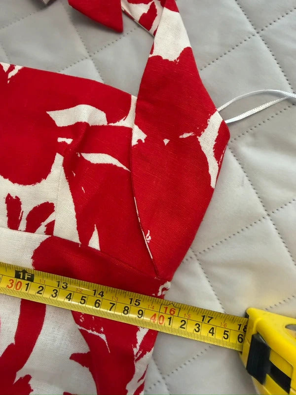 BNWT Zara Red & White Linen Blend Dress Large