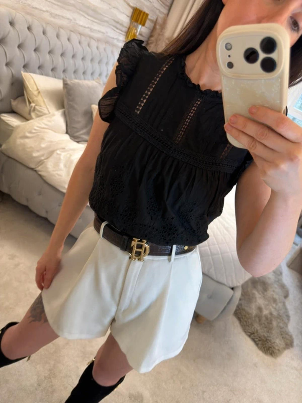 Warehouse Black Broderie Anglaise Blouse 8