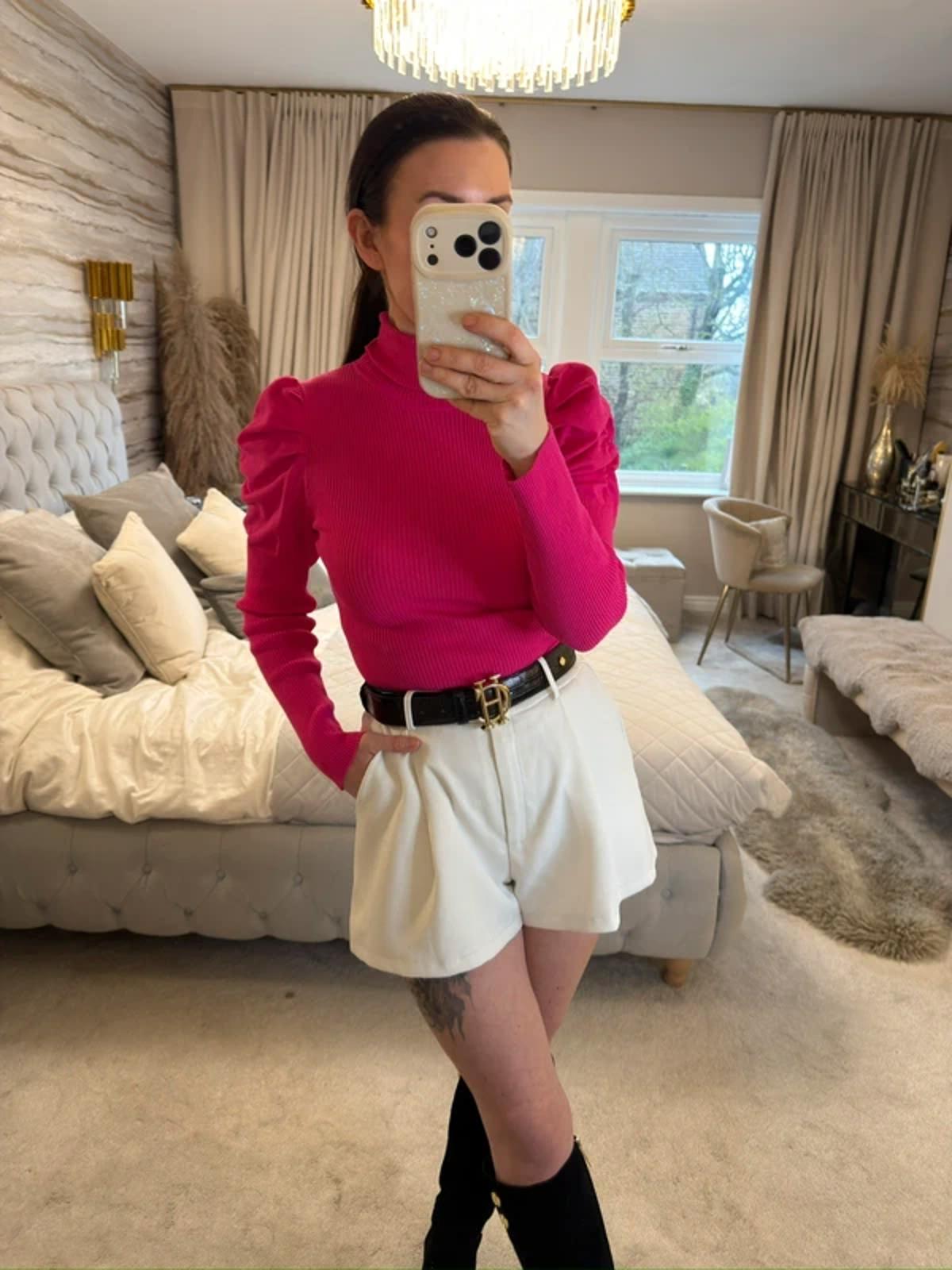 River Island Pink Puff Shoulder Turtleneck Knitted Top 12