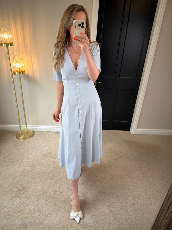 Vintage Etam Powder Blue Midi Dress 10