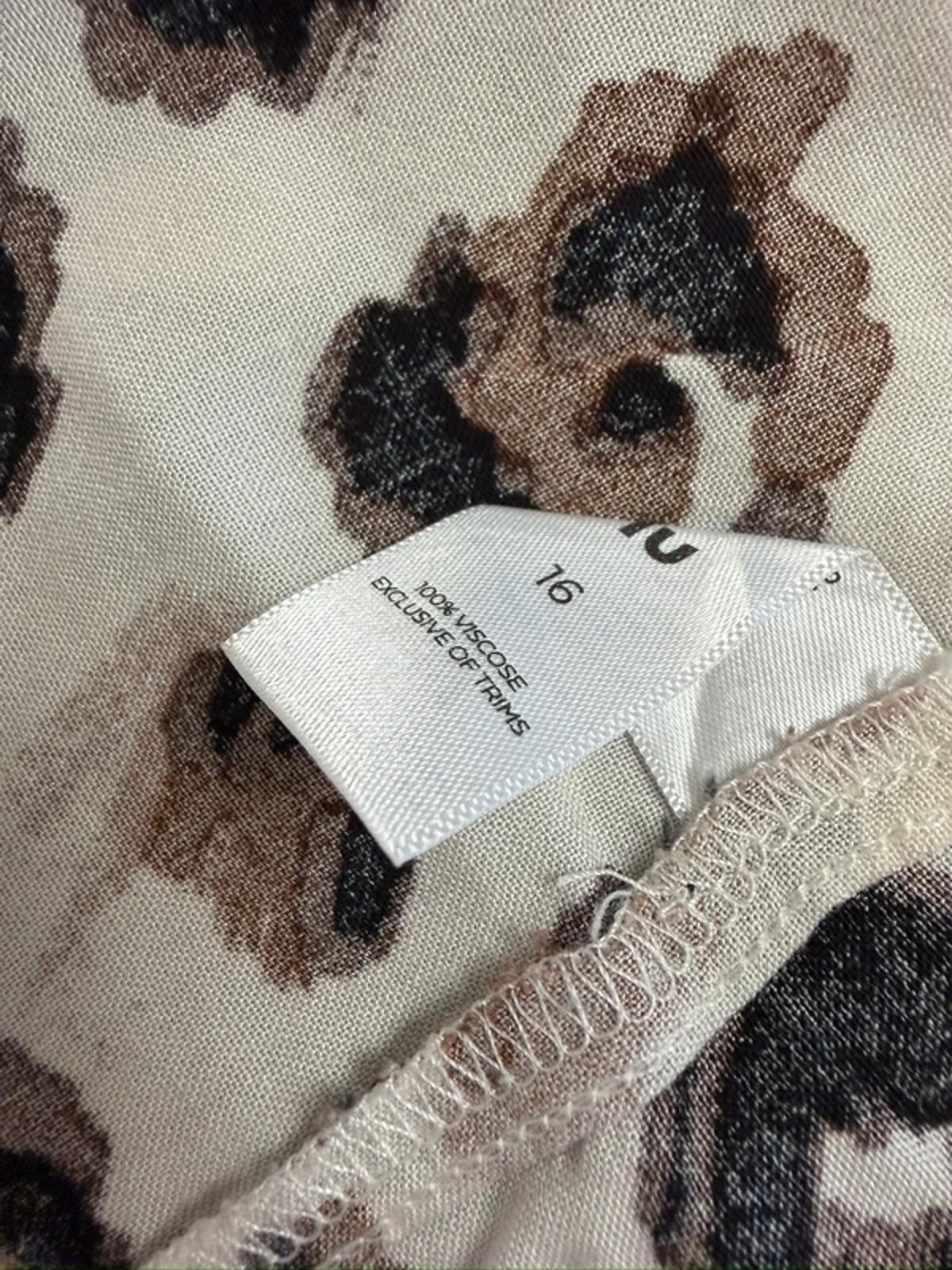 White & Brown Boho Animal Print Blouse 16