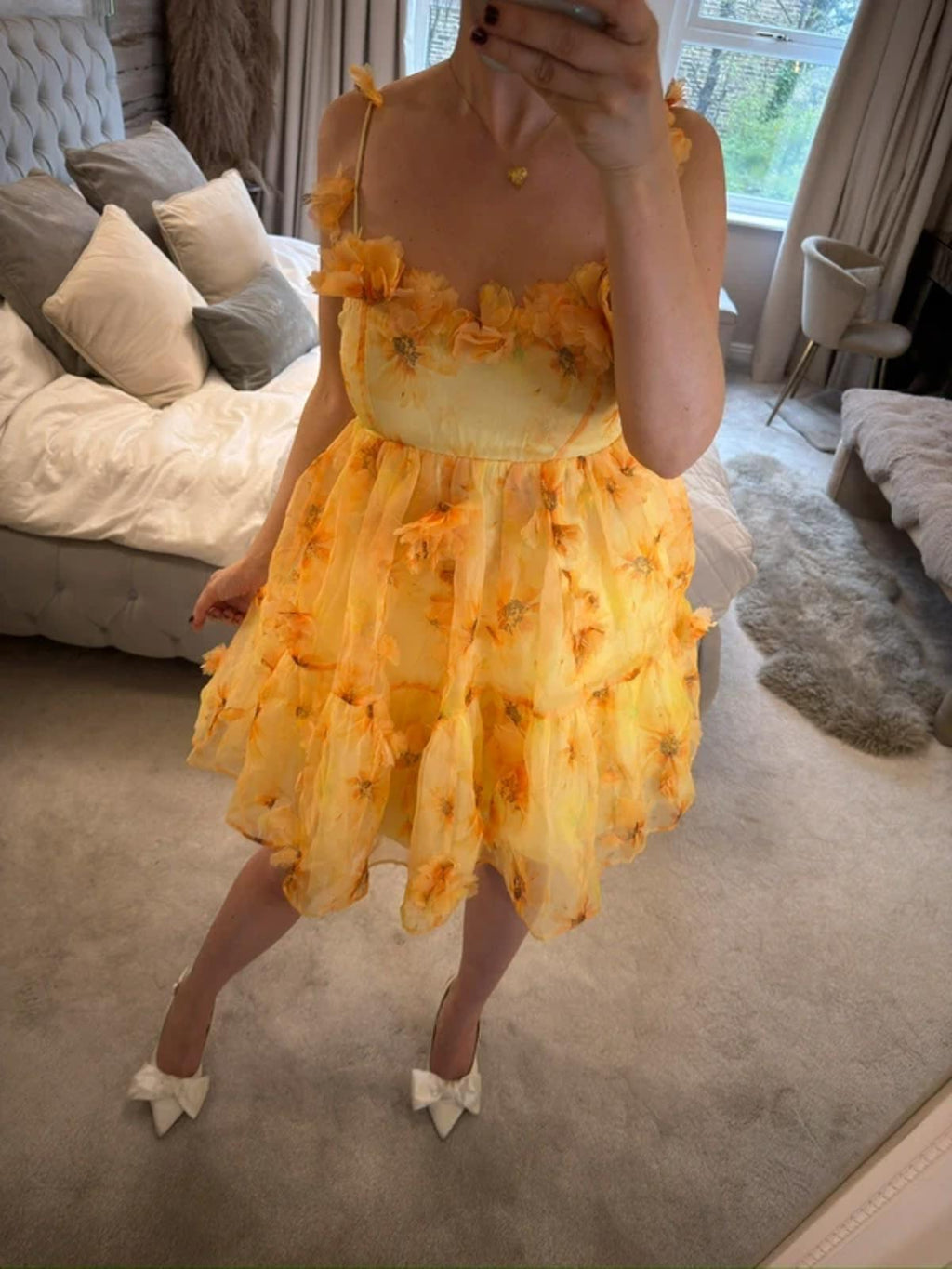 BNWT River Island Yellow 3D Floral Dress 6