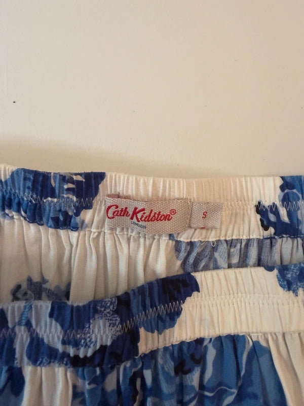 Cath Kidston White & Blue Floral Skirt Small