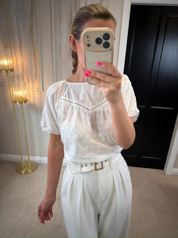 Next White Broderie Anglaise Puff Sleeve Top 12
