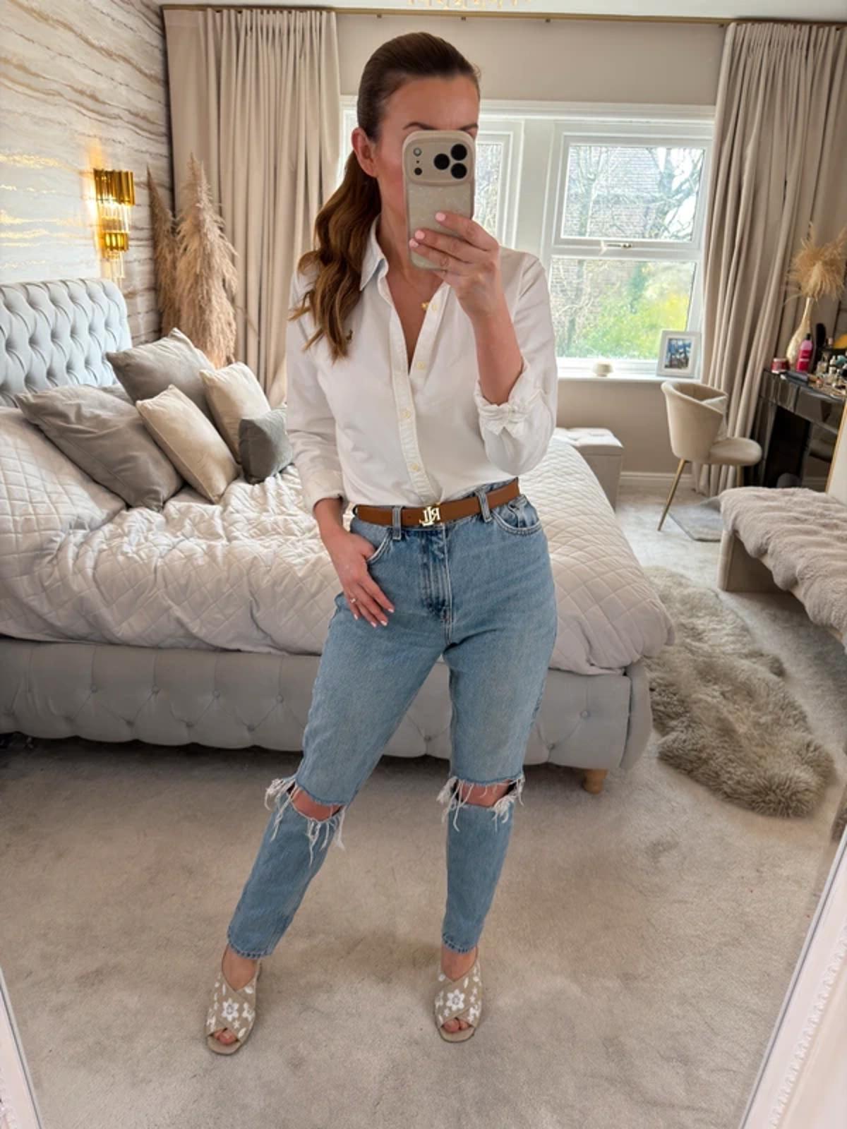 Topshop Distressed Light Denim Mom Jeans 10