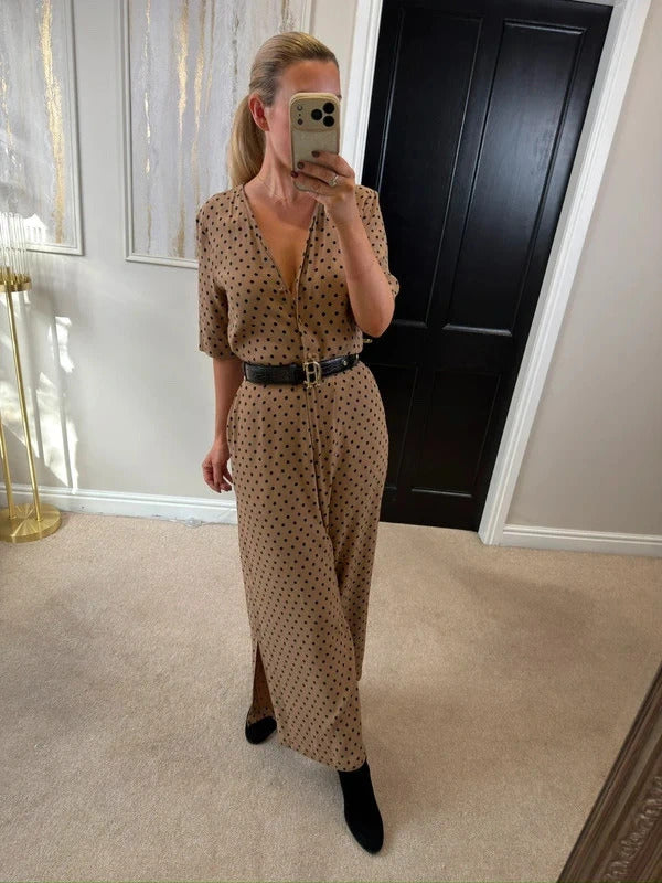 Jigsaw Beige & Black Polka Dot Jumpsuit 12