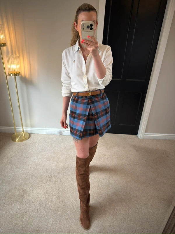 Alexander McQueen Paddington Check Pleated Prince Wales Mini Skirt Size Medium