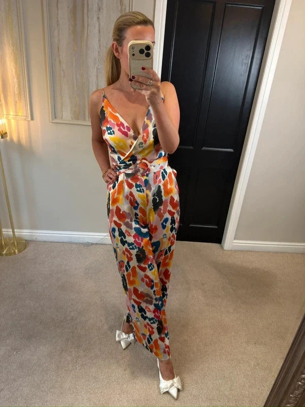 Monsoon Multicoloured Satin Wide Leg Jumpsuit 10