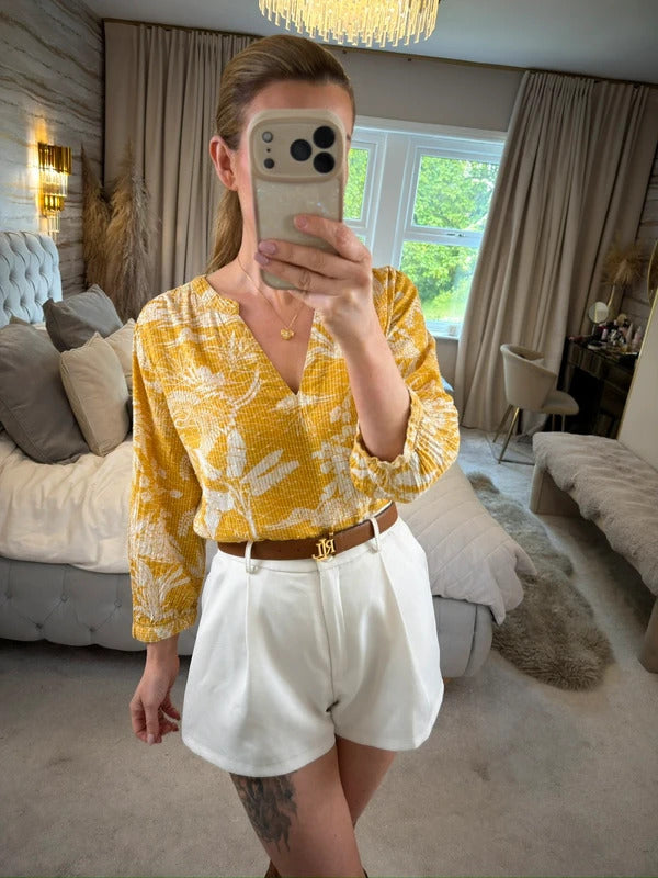 Next Mustard Yellow & White Floral Blouse 12