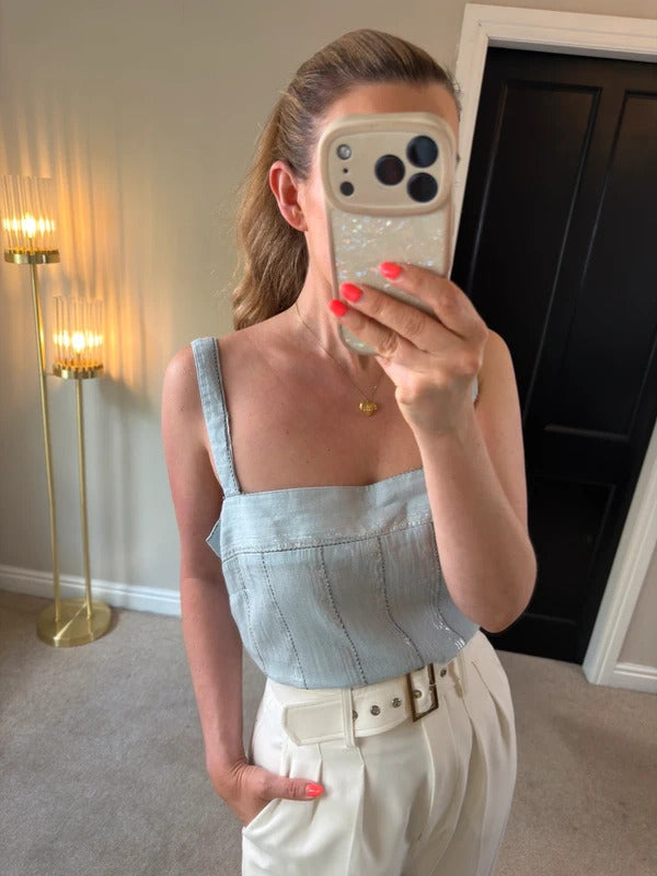 Next Blue & Silver Boho Frill Back Blouse 16