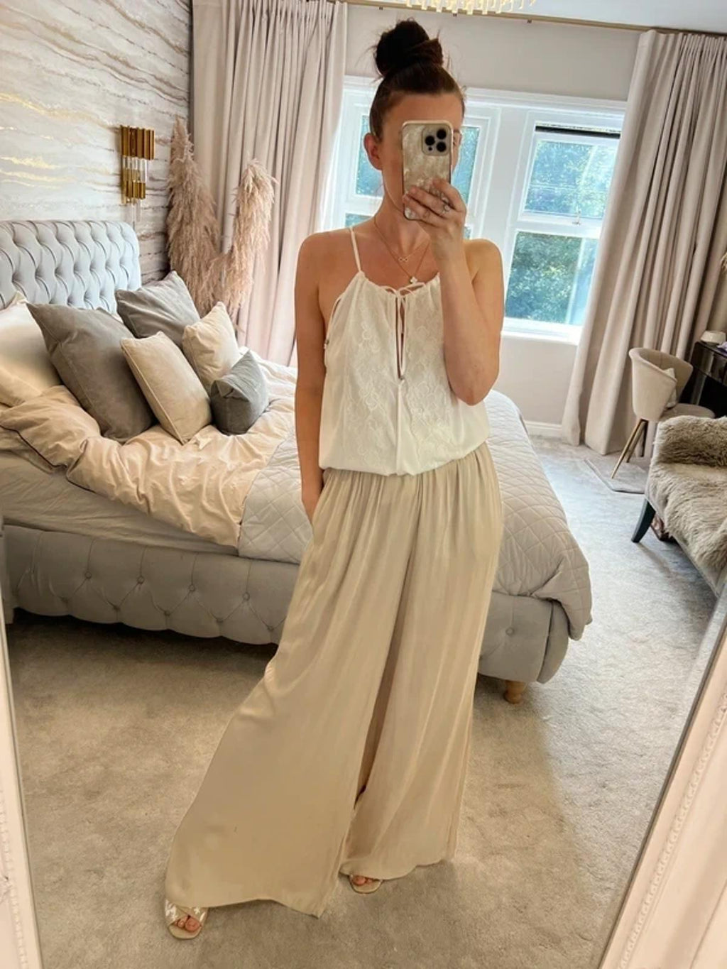 Jane Norman White Lace Boho Blouse 10