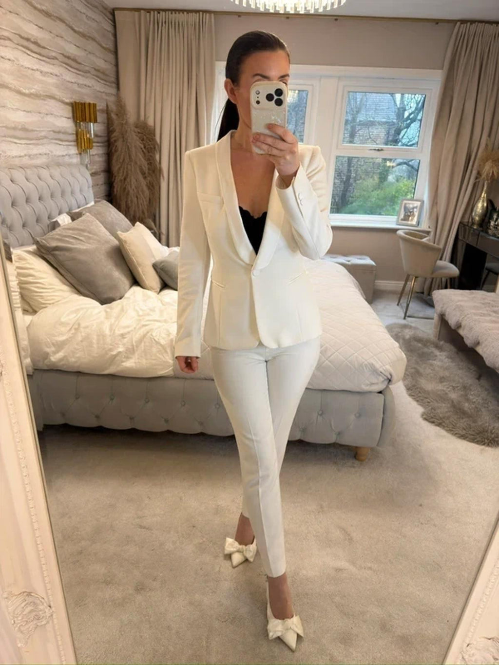 Zara Off White satin Trim Blazer Jacket Small