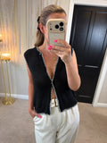 ASOS Black & White Crochet Waistcoat Small