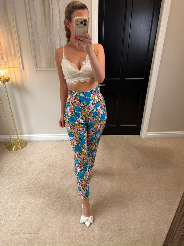 BNWT Zara Multicoloured Floral Trousers Large