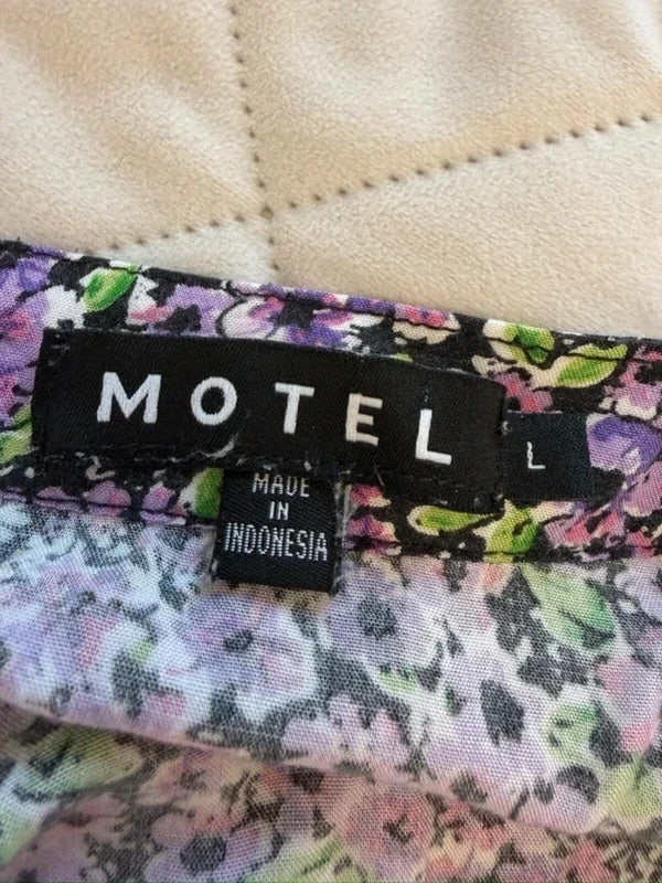 Motel Purple Floral Midi Skirt Large