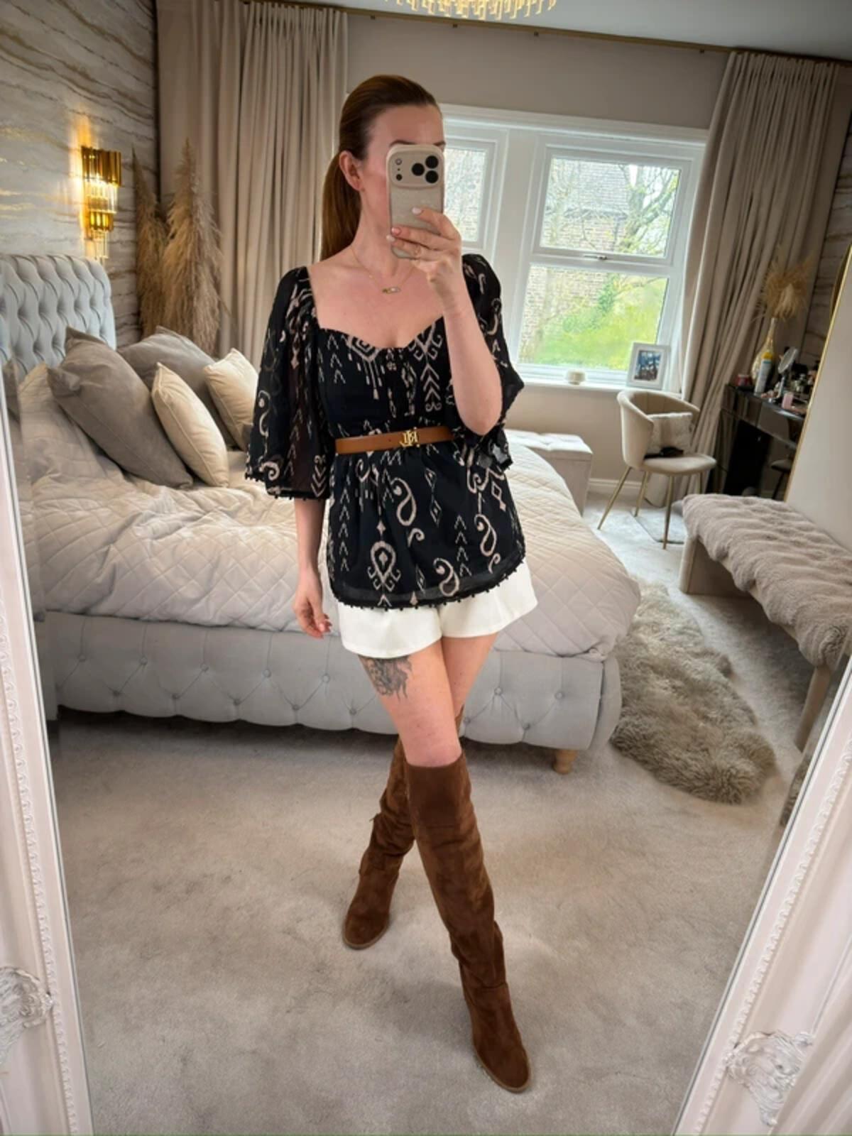 BNWT Phase Eight Black & Beige Boho Blouse 12