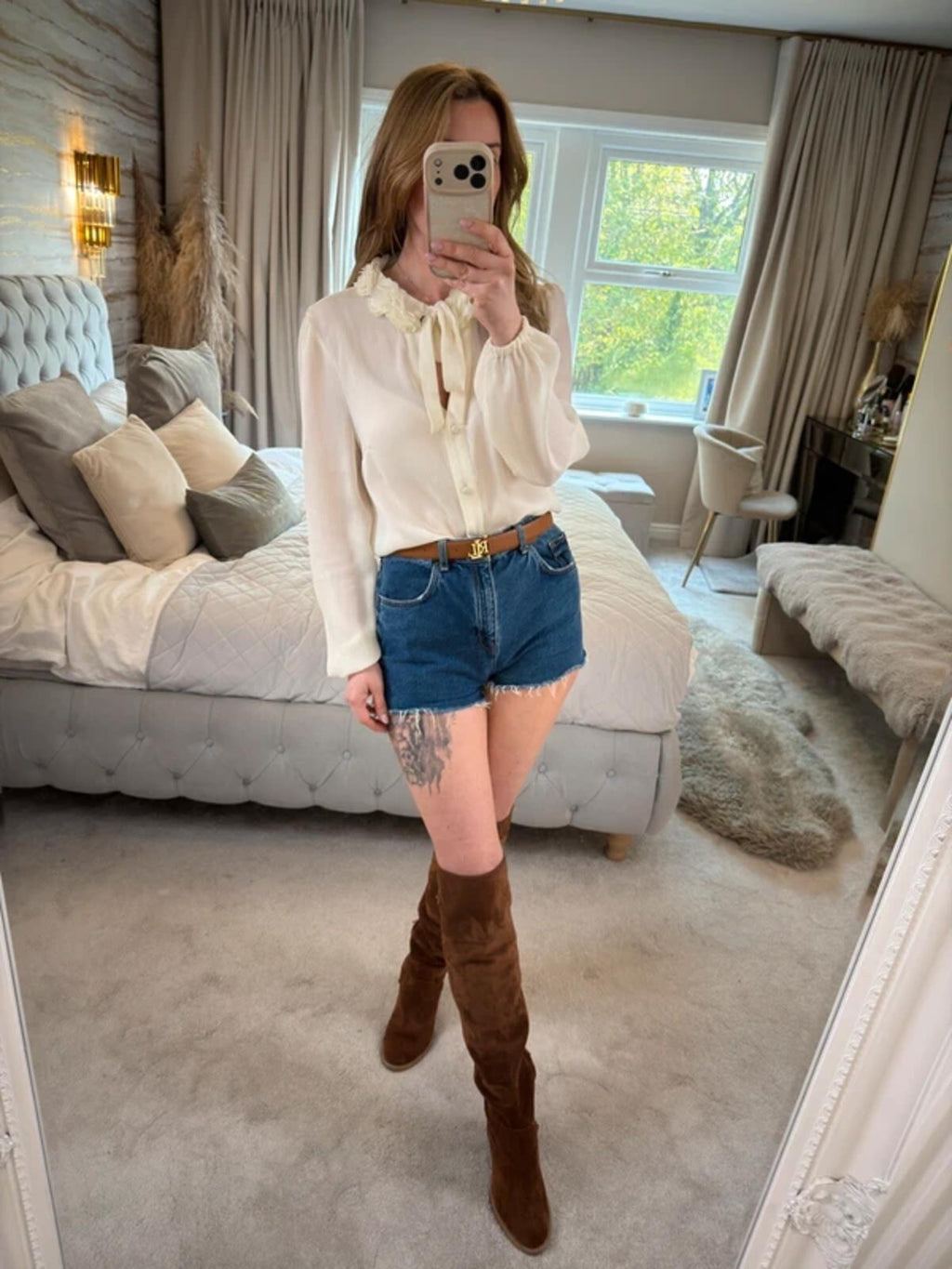 BNWT River Island Cream 3D Floral Pussybow Blouse 8