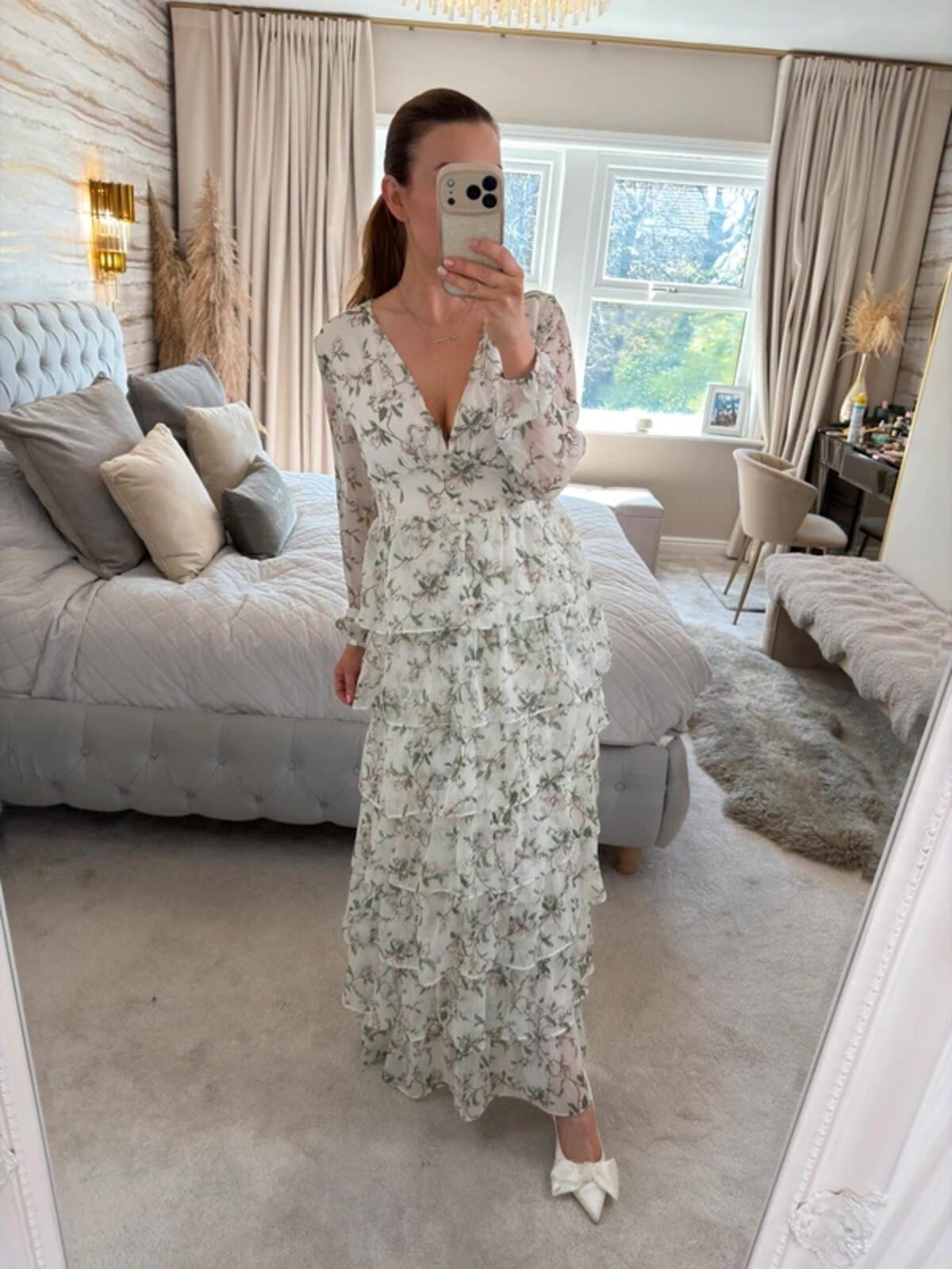 Anne Louise Boutique White Floral Tiered Maxi 8
