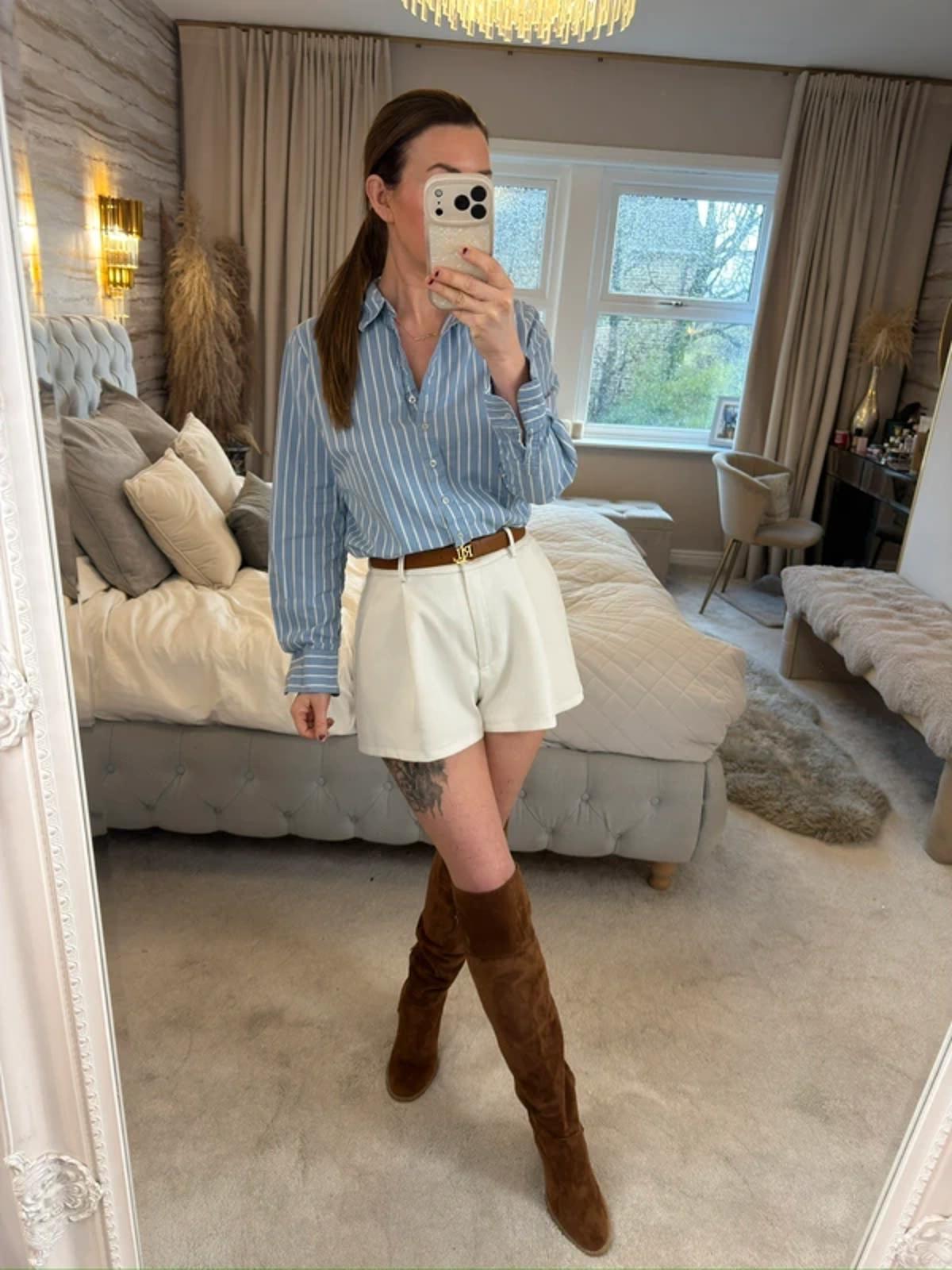 M&S Blue & White Stripe Shirt 14