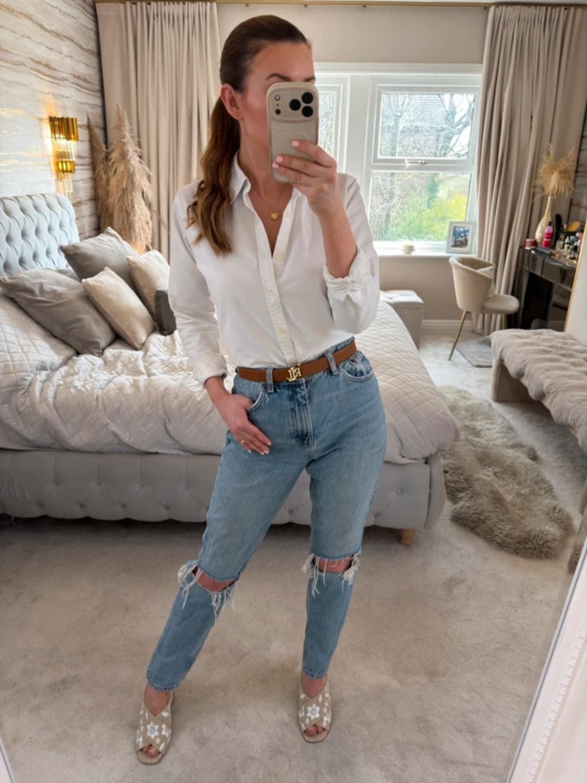Topshop Distressed Light Denim Mom Jeans 10