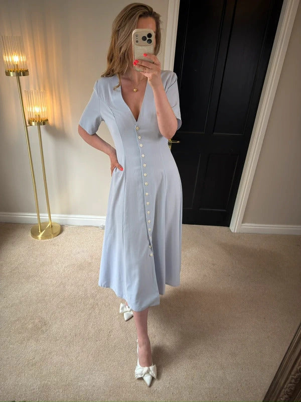 Vintage Etam Powder Blue Midi Dress 10