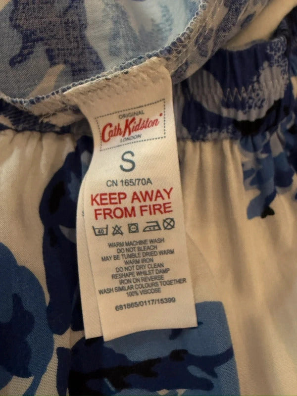 Cath Kidston White & Blue Floral Skirt Small