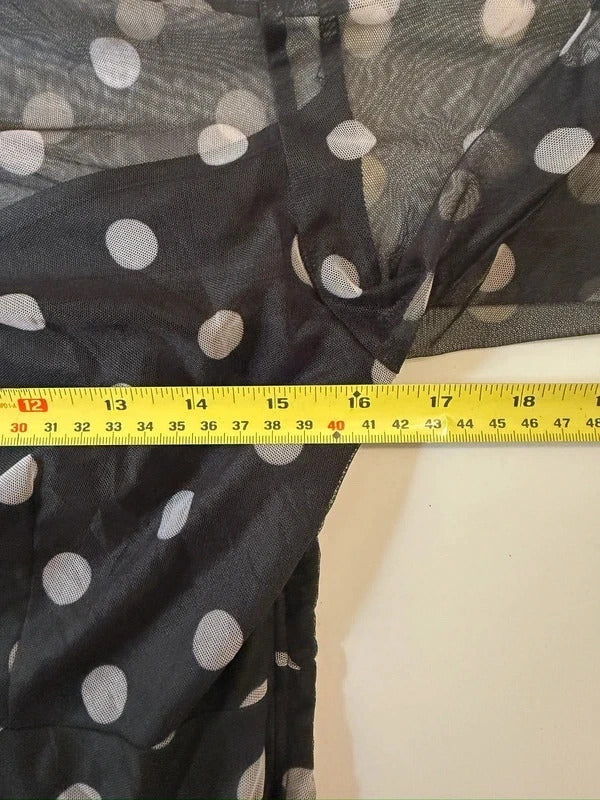 Floryday Black & White Polka Dot Mesh Maxi Dress Medium