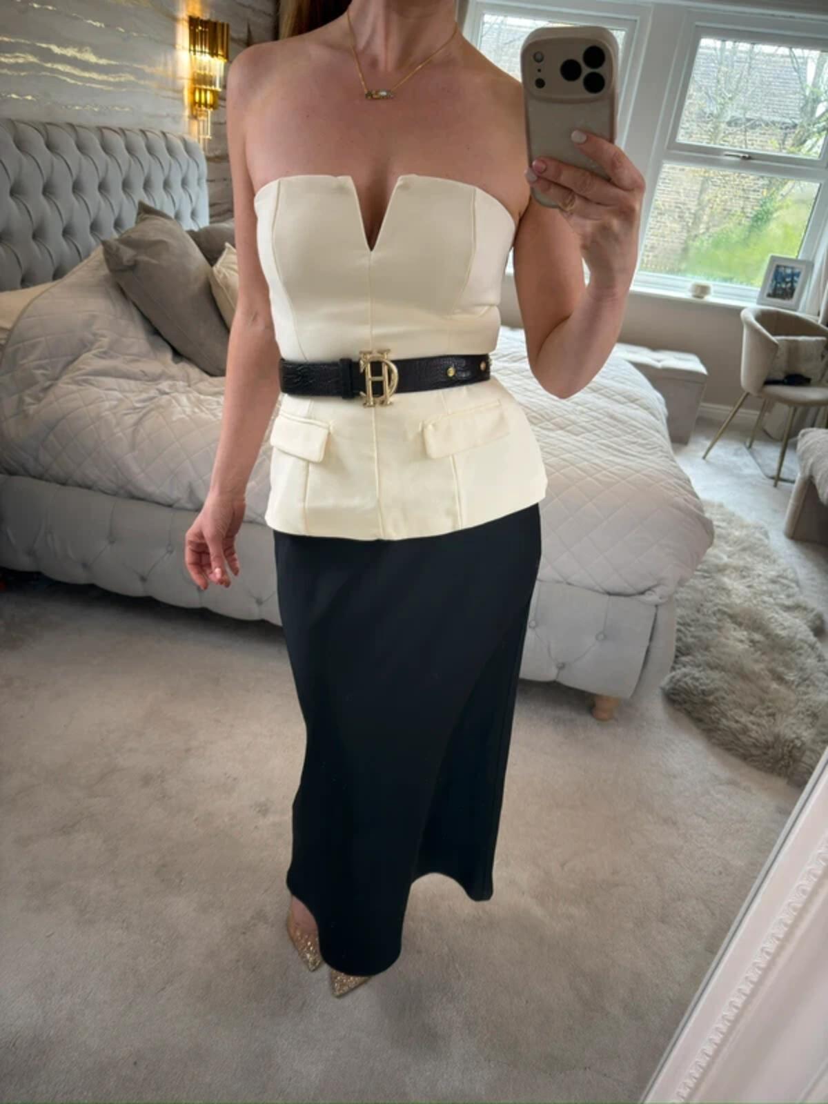 ASOS Black Satin Midi Skirt 10