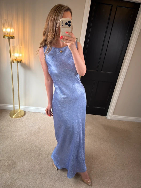 Vintage Monsoon Lilac /Blue  Textured Dress Large