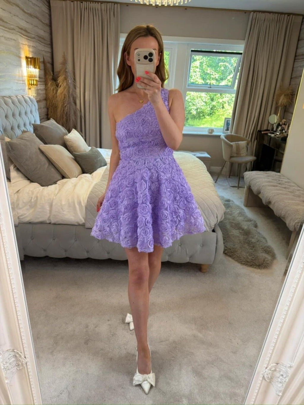 Faeriesty Lilac 3D Floral Petal Mini Dress Small
