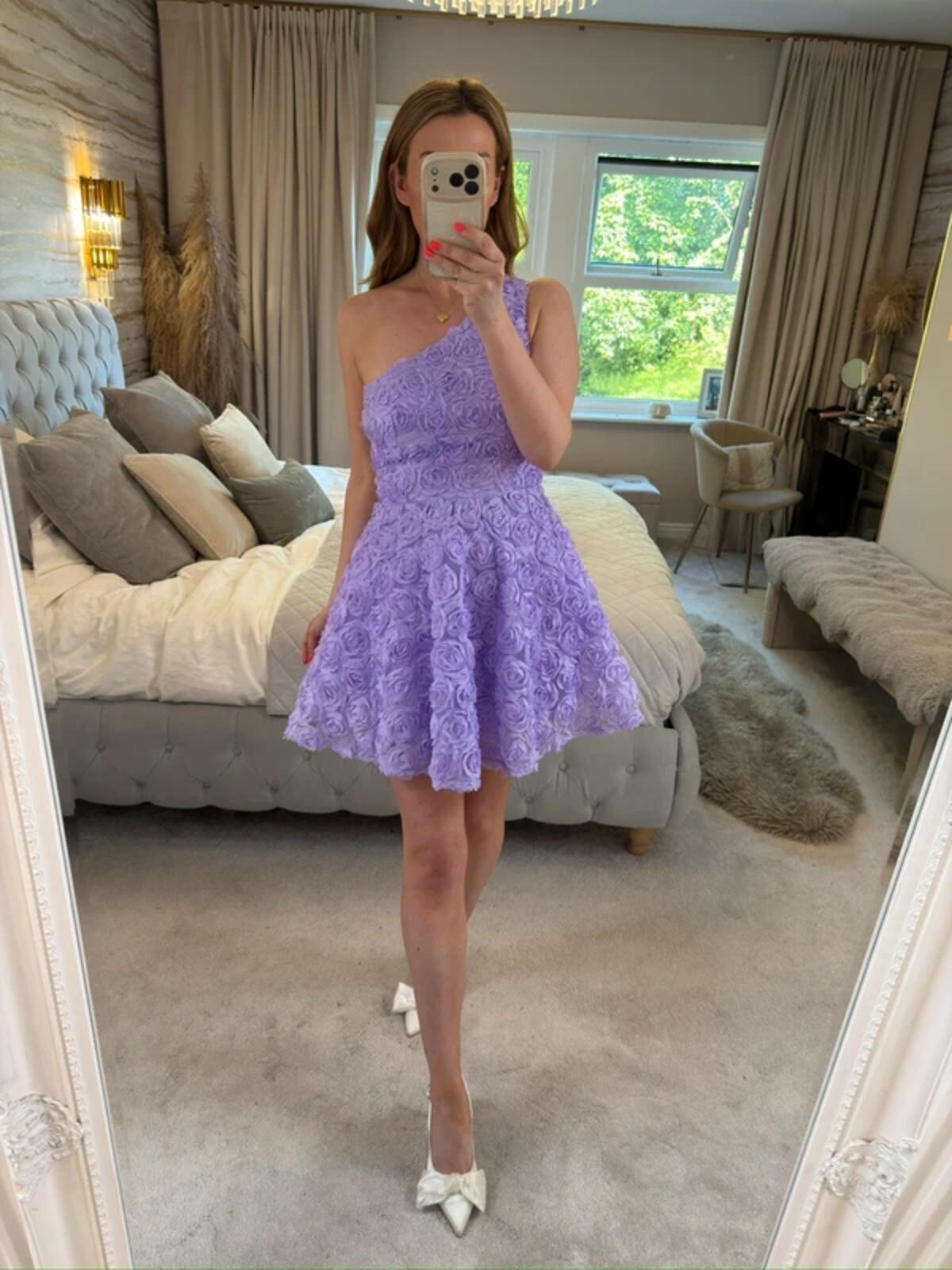 Faeriesty Lilac 3D Floral Petal Mini Dress Small