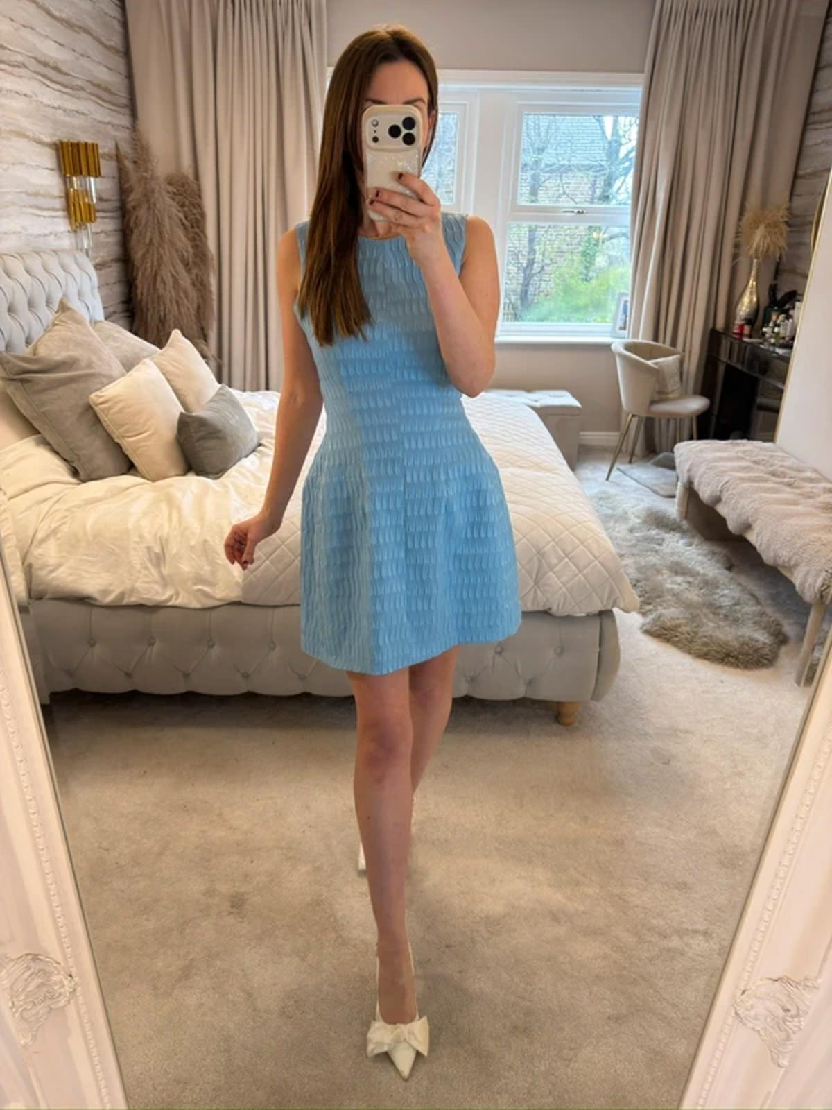 Vintage Blue Structured Mini Dress 10