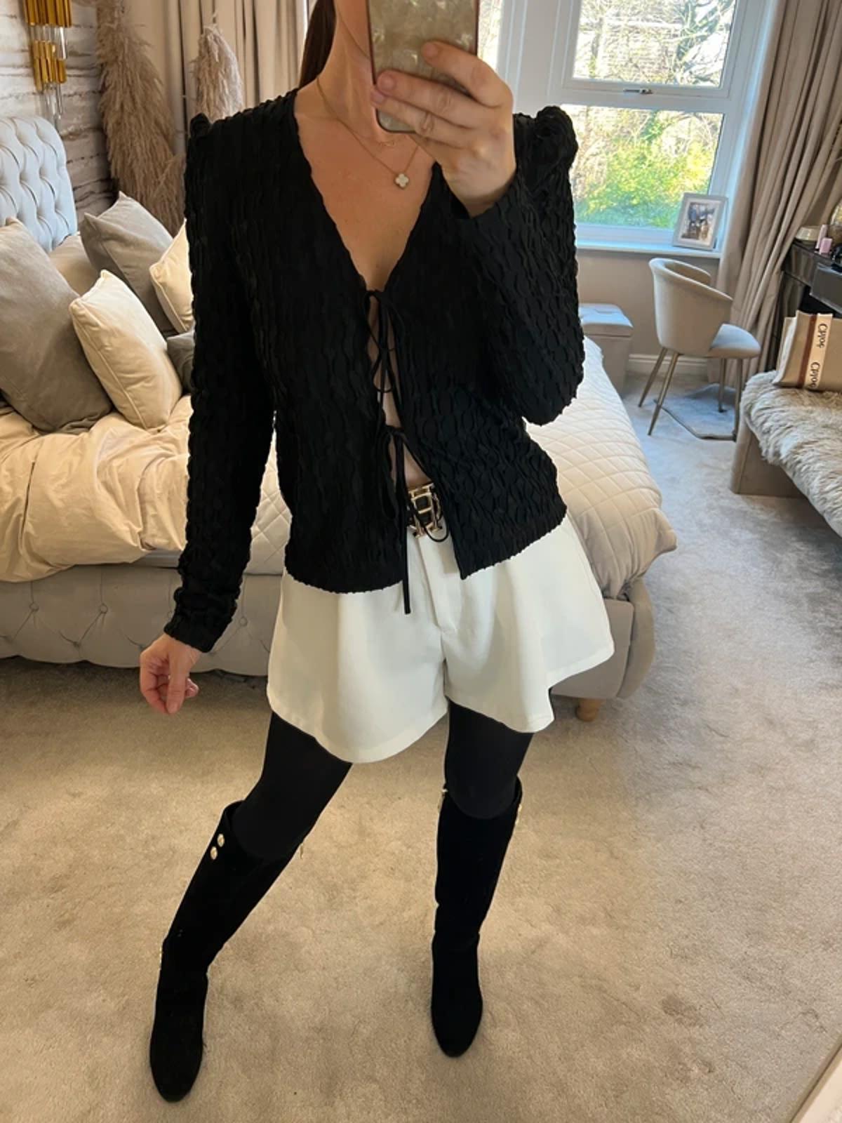 Lola May Black Tie Front Blouse 8