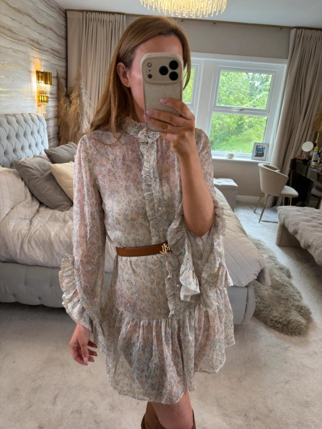 River Island Multicoloured Sheer Boho Frill Dress 10