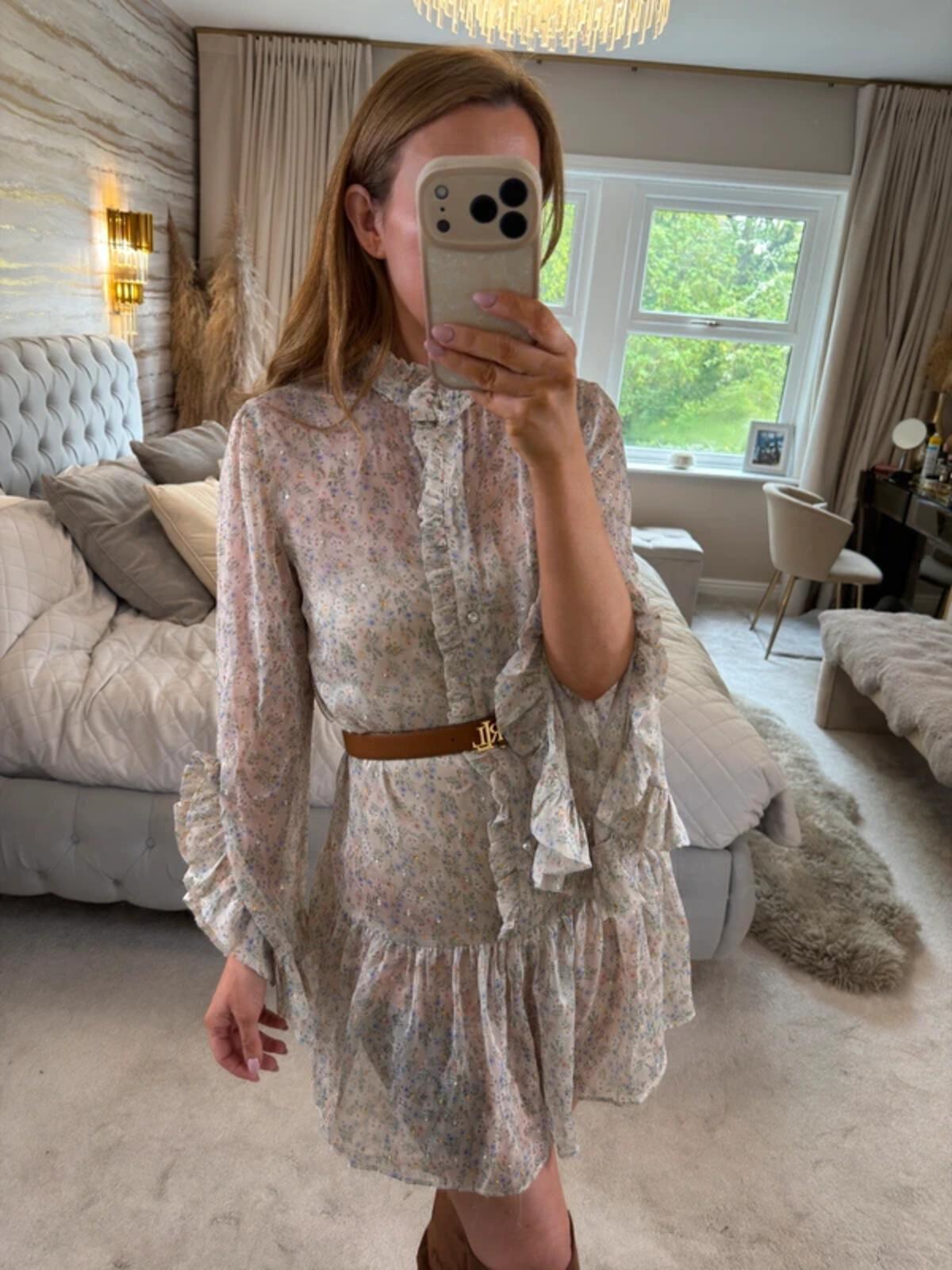 River Island Multicoloured Sheer Boho Frill Dress 10