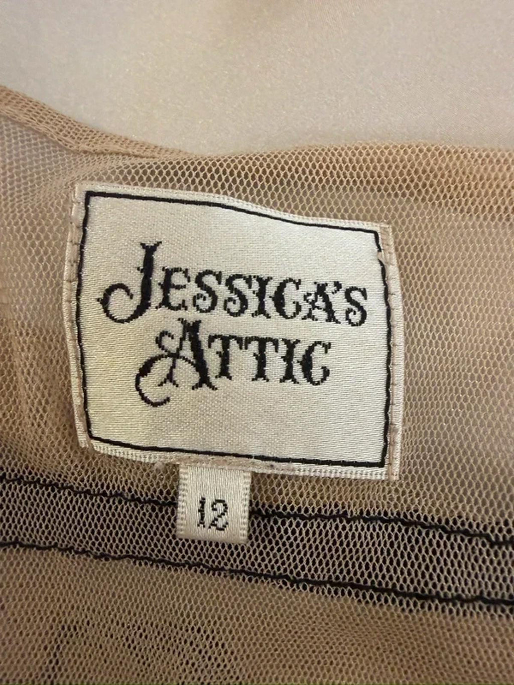 Vintage Jessica’s Attic Nude Sheer Mesh Embellished Blouse 12