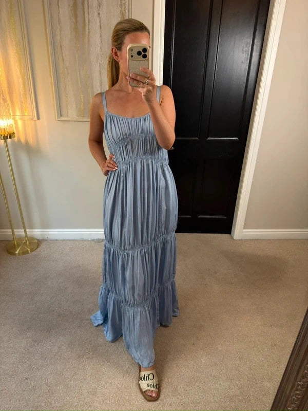 M&S Light Blue Relaxed Maxi Dress 8
