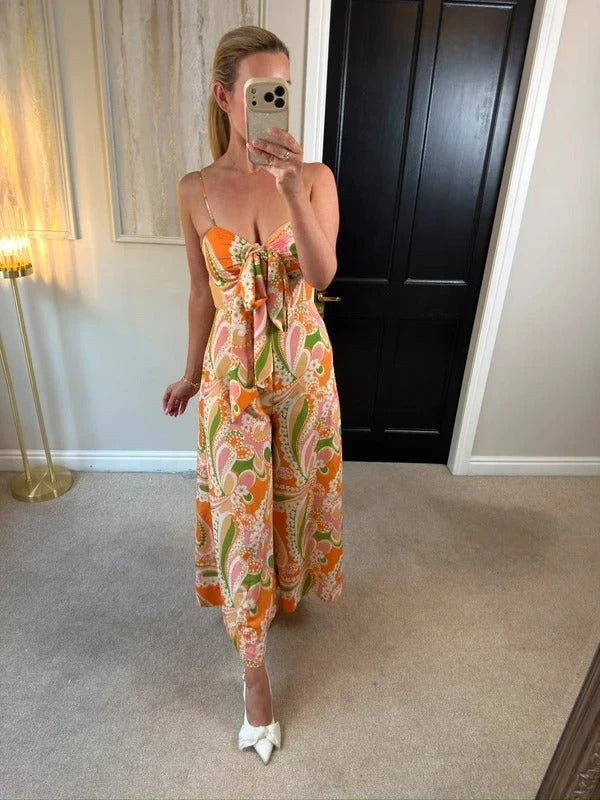 Warehouse Multicoloured Floral Wide Leg Jumpsuit Petite 4