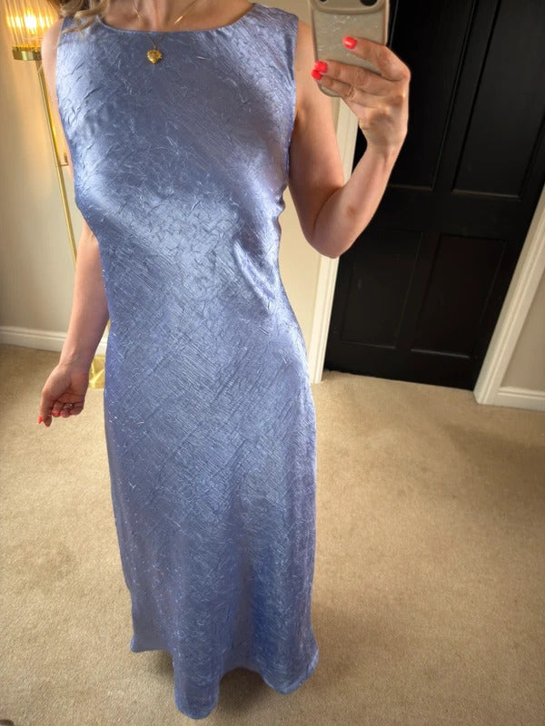 Vintage Monsoon Lilac /Blue  Textured Dress Large