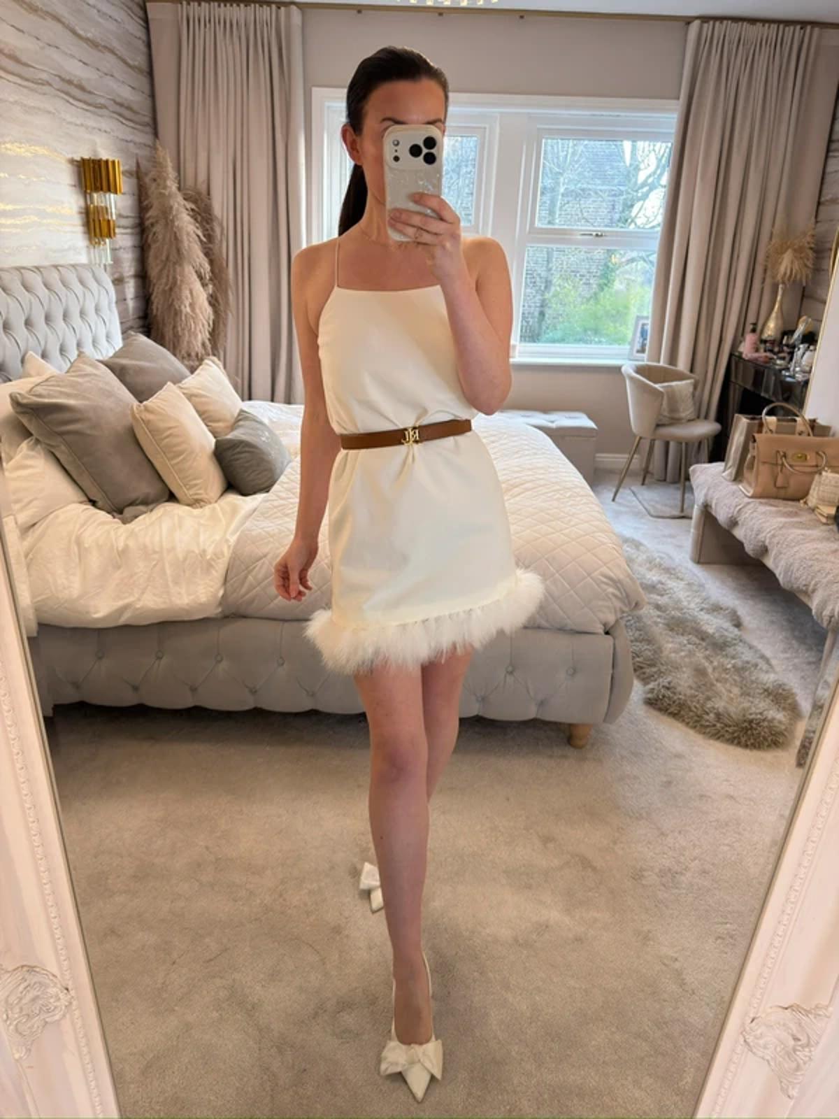 Topshop White Feather Mini Dress 6