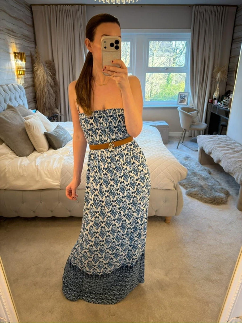M&S Blue & White Maxi Dress 10