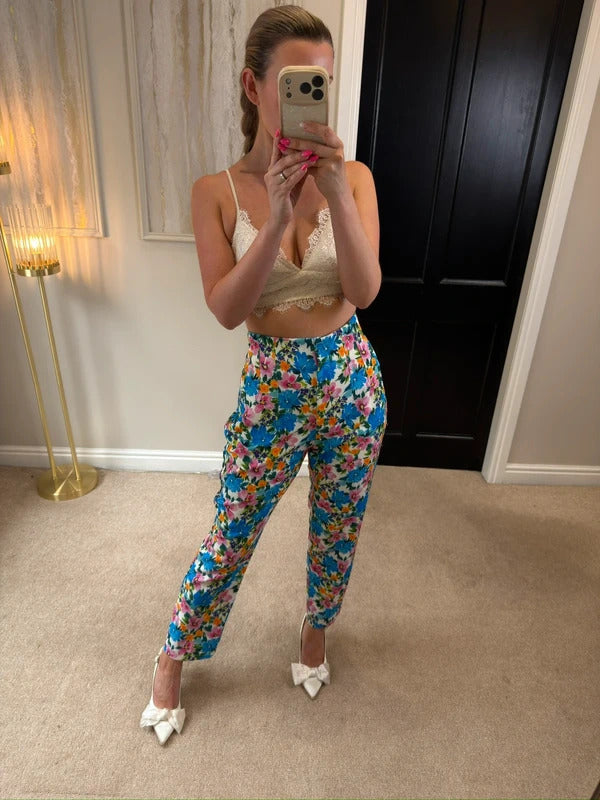 BNWT Zara Multicoloured Floral Trousers Large