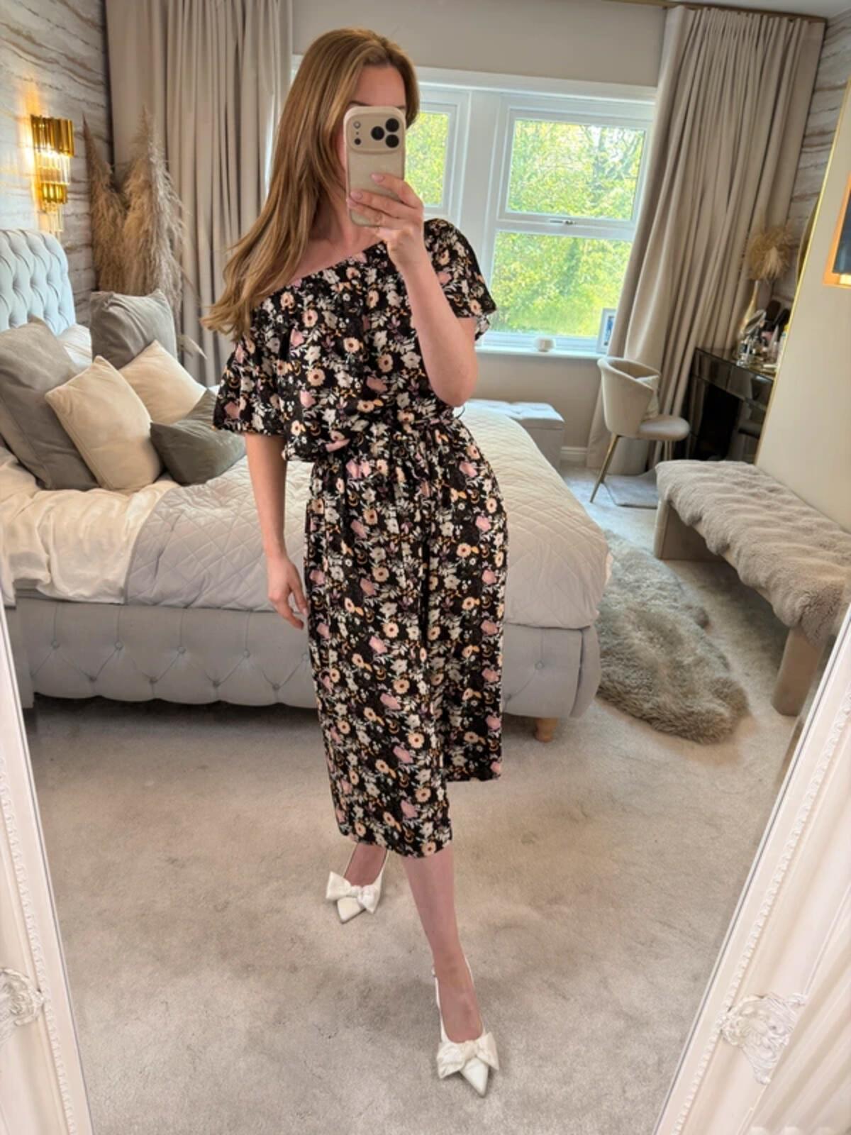 Joe Browns Black Floral Off The Shoulder Cropped Jumpsuit 12